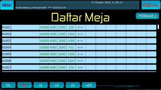 Screenshot daftar meja bola tangkas android Bonanza88 1